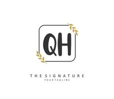 Q H QH Initial letter handwriting and  signature logo. A concept handwriting initial logo with template element. vector