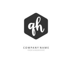 Q H QH Initial letter handwriting and  signature logo. A concept handwriting initial logo with template element. vector