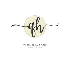 Q H QH Initial letter handwriting and  signature logo. A concept handwriting initial logo with template element. vector