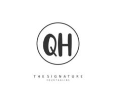 Q H QH Initial letter handwriting and  signature logo. A concept handwriting initial logo with template element. vector