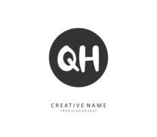 Q H QH Initial letter handwriting and  signature logo. A concept handwriting initial logo with template element. vector