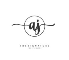 AJ Initial letter handwriting and  signature logo. A concept handwriting initial logo with template element. vector