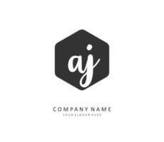 AJ Initial letter handwriting and  signature logo. A concept handwriting initial logo with template element. vector