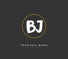 BJ Initial letter handwriting and  signature logo. A concept handwriting initial logo with template element. vector