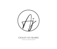 AJ Initial letter handwriting and  signature logo. A concept handwriting initial logo with template element. vector