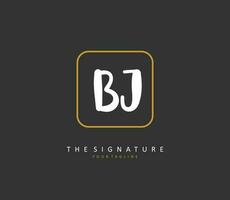 BJ Initial letter handwriting and  signature logo. A concept handwriting initial logo with template element. vector