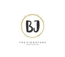 BJ Initial letter handwriting and  signature logo. A concept handwriting initial logo with template element. vector