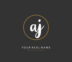 AJ Initial letter handwriting and  signature logo. A concept handwriting initial logo with template element. vector