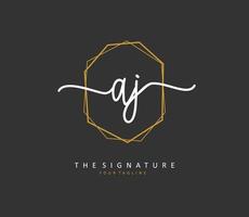 AJ Initial letter handwriting and  signature logo. A concept handwriting initial logo with template element. vector