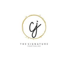 CJ Initial letter handwriting and  signature logo. A concept handwriting initial logo with template element. vector