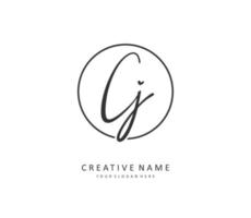 CJ Initial letter handwriting and  signature logo. A concept handwriting initial logo with template element. vector