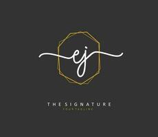 EJ Initial letter handwriting and  signature logo. A concept handwriting initial logo with template element. vector