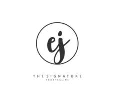 EJ Initial letter handwriting and  signature logo. A concept handwriting initial logo with template element. vector