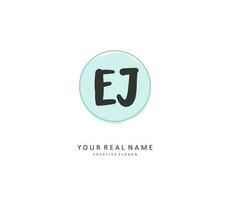EJ Initial letter handwriting and  signature logo. A concept handwriting initial logo with template element. vector