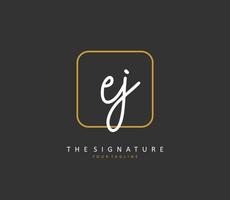 EJ Initial letter handwriting and  signature logo. A concept handwriting initial logo with template element. vector