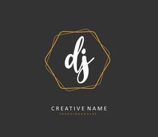 DJ Initial letter handwriting and  signature logo. A concept handwriting initial logo with template element. vector