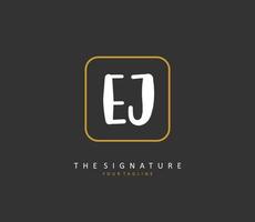 EJ Initial letter handwriting and  signature logo. A concept handwriting initial logo with template element. vector