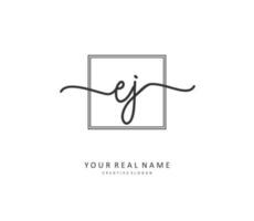 EJ Initial letter handwriting and  signature logo. A concept handwriting initial logo with template element. vector