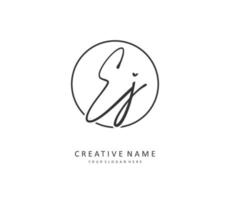 EJ Initial letter handwriting and  signature logo. A concept handwriting initial logo with template element. vector