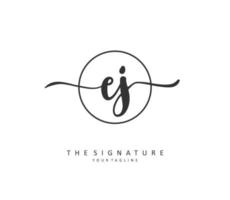 EJ Initial letter handwriting and  signature logo. A concept handwriting initial logo with template element. vector