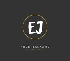 EJ Initial letter handwriting and  signature logo. A concept handwriting initial logo with template element. vector