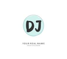 DJ inicial letra escritura y firma logo. un concepto escritura inicial logo con modelo elemento. vector