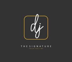 DJ Initial letter handwriting and  signature logo. A concept handwriting initial logo with template element. vector