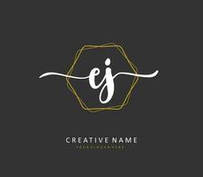 EJ Initial letter handwriting and  signature logo. A concept handwriting initial logo with template element. vector