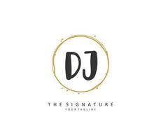 DJ Initial letter handwriting and  signature logo. A concept handwriting initial logo with template element. vector