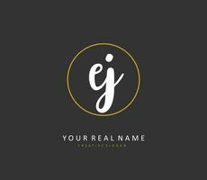 EJ Initial letter handwriting and  signature logo. A concept handwriting initial logo with template element. vector