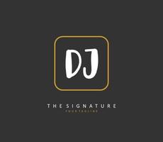 DJ Initial letter handwriting and  signature logo. A concept handwriting initial logo with template element. vector