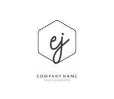 EJ Initial letter handwriting and  signature logo. A concept handwriting initial logo with template element. vector