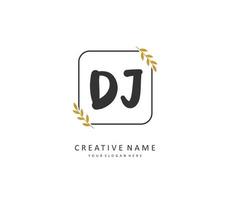 DJ Initial letter handwriting and  signature logo. A concept handwriting initial logo with template element. vector