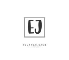 EJ Initial letter handwriting and  signature logo. A concept handwriting initial logo with template element. vector