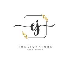 EJ Initial letter handwriting and  signature logo. A concept handwriting initial logo with template element. vector