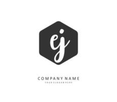 EJ Initial letter handwriting and  signature logo. A concept handwriting initial logo with template element. vector