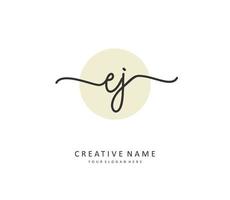 EJ Initial letter handwriting and  signature logo. A concept handwriting initial logo with template element. vector