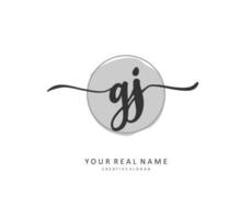 GJ Initial letter handwriting and  signature logo. A concept handwriting initial logo with template element. vector