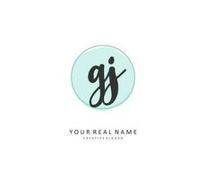 GJ Initial letter handwriting and  signature logo. A concept handwriting initial logo with template element. vector