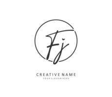 FJ Initial letter handwriting and  signature logo. A concept handwriting initial logo with template element. vector