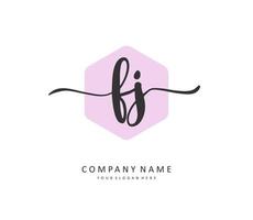 FJ Initial letter handwriting and  signature logo. A concept handwriting initial logo with template element. vector