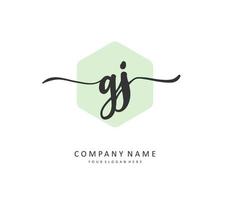 GJ Initial letter handwriting and  signature logo. A concept handwriting initial logo with template element. vector