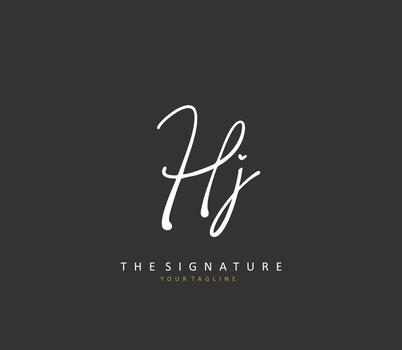 HJ Initial letter handwriting and  signature logo. A concept handwriting initial logo with template element. vector