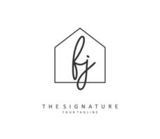 FJ Initial letter handwriting and  signature logo. A concept handwriting initial logo with template element. vector