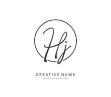 HJ Initial letter handwriting and  signature logo. A concept handwriting initial logo with template element. vector