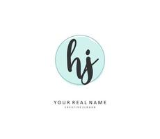 HJ Initial letter handwriting and  signature logo. A concept handwriting initial logo with template element. vector