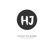 HJ Initial letter handwriting and  signature logo. A concept handwriting initial logo with template element. vector