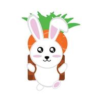 Rabbit with a basket of carrots vector