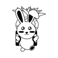 Conejo con un cesta de zanahorias vector