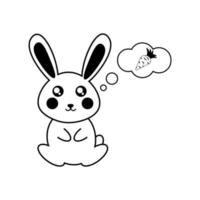 Rabbit thinking about carrots vector